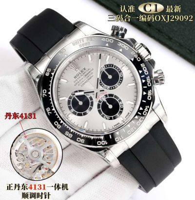 Rolex Daytona Dandong 4131 Movement OXJ29092 Grey Dial Rubber Strap Watch